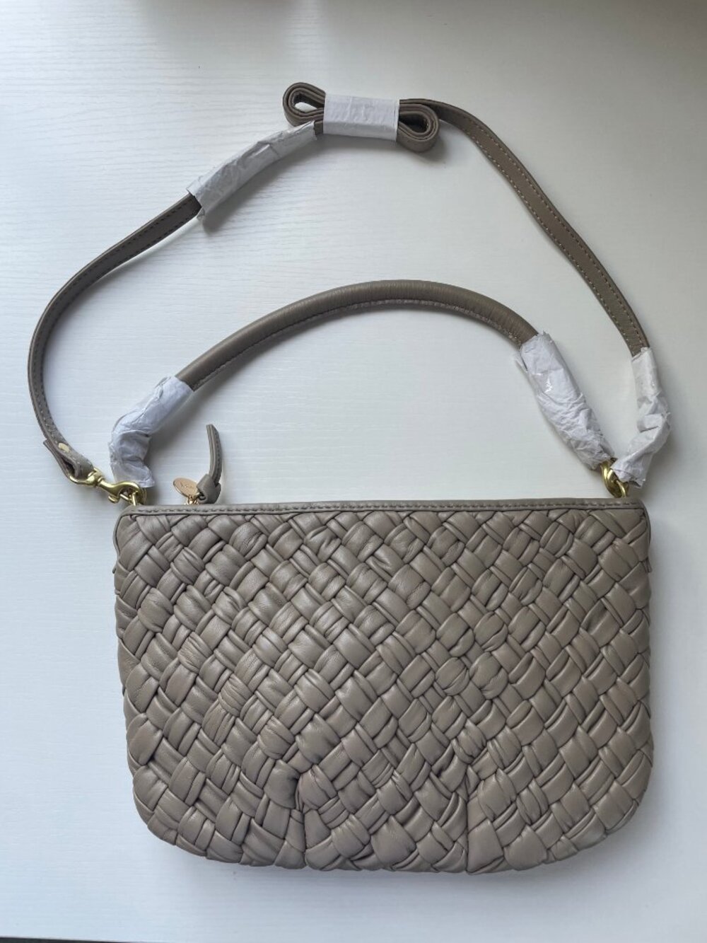 Clare V. Petit Moyen in Dove Puffy Woven